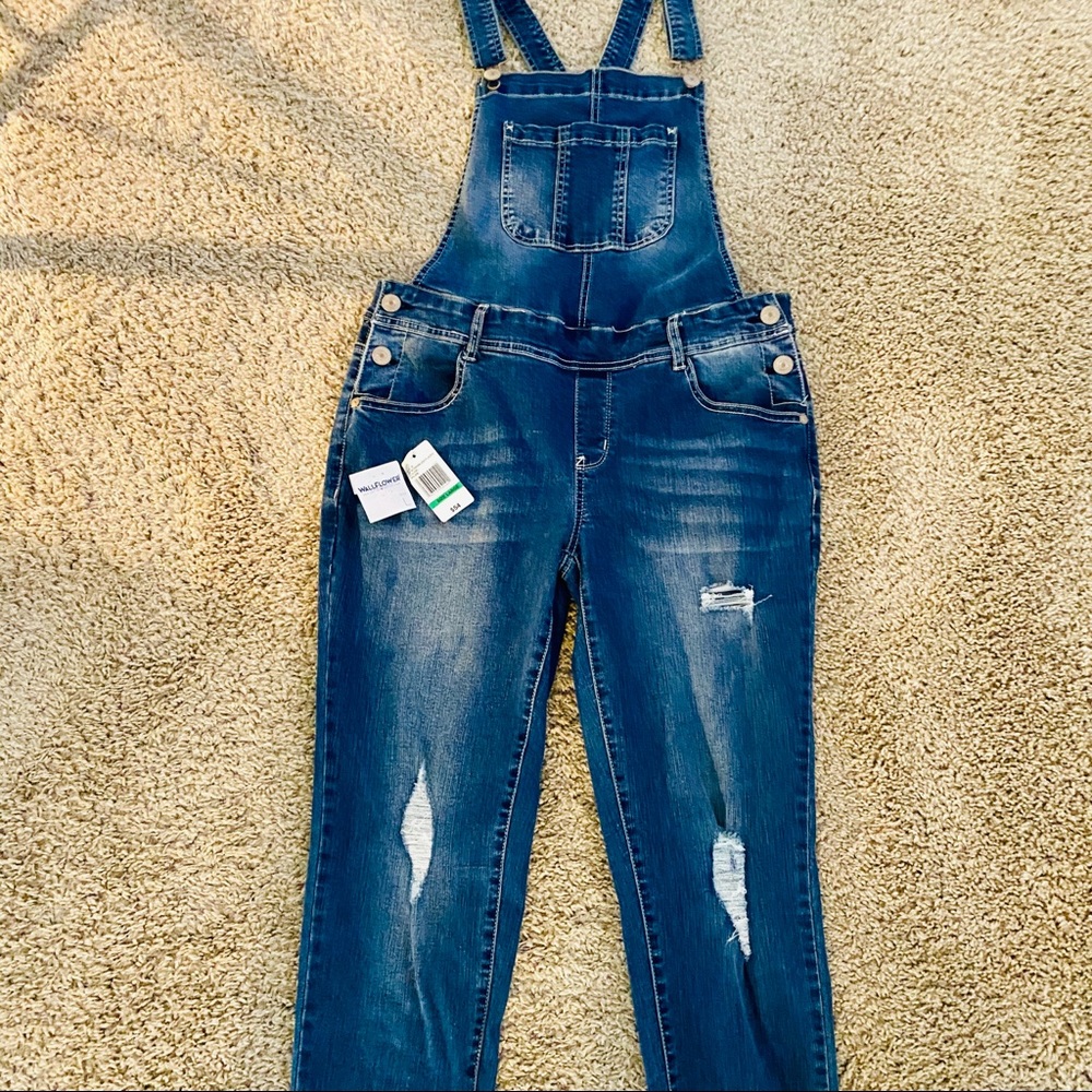 Wallflower skinny ripped overalls